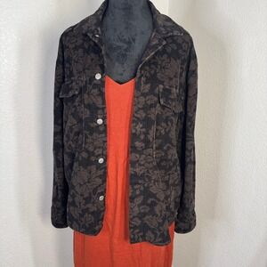 Abercrombie & Fitch Corduroy Floral Print Button Down Shirt Jacket XS
